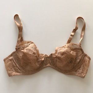 deborah marquit full sexy bra Italian lace nude neutral tone 36B